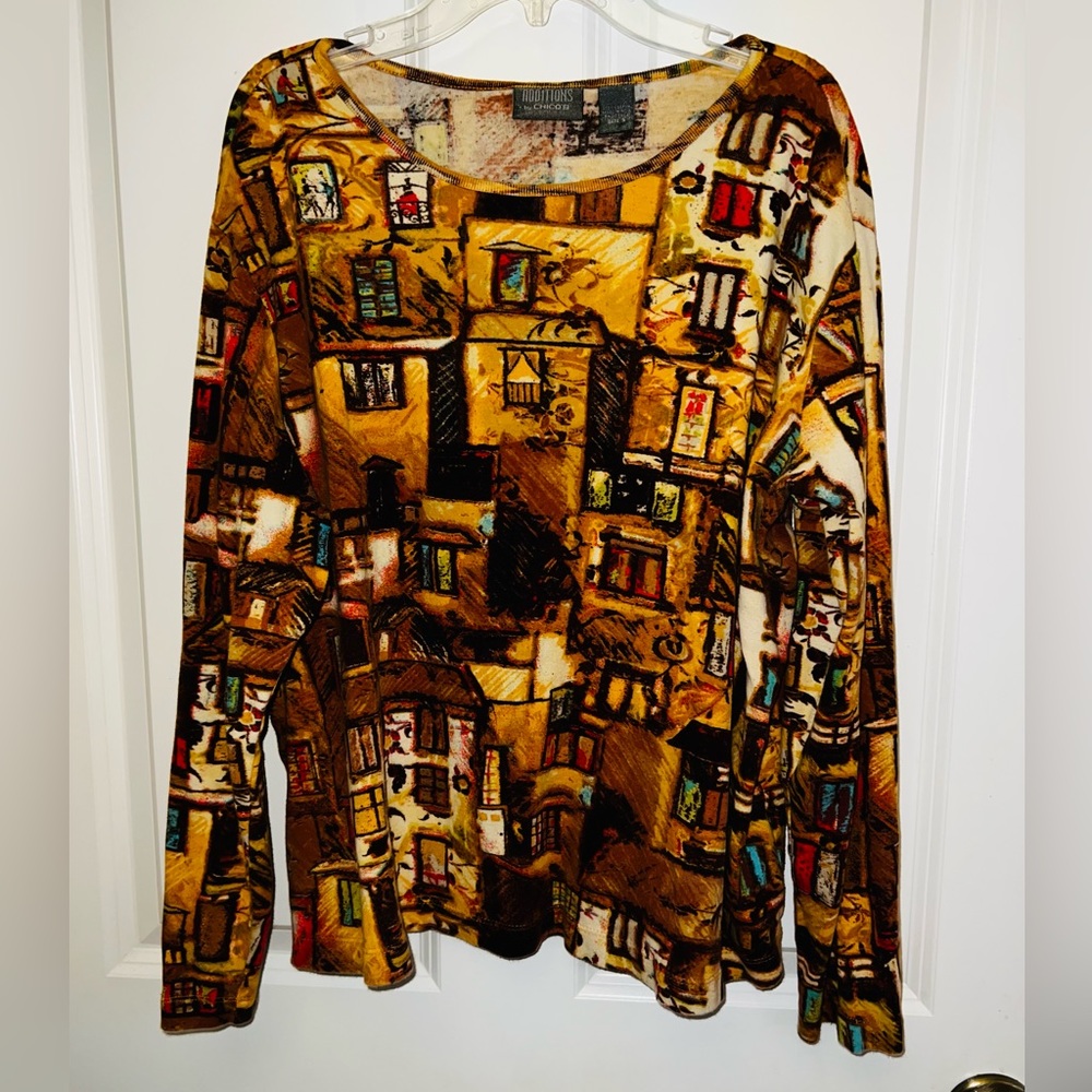 Additions by Chicos long sleeve print top